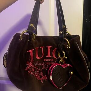 Juicy Couture Dark Brown and Pink Shoulder Bag